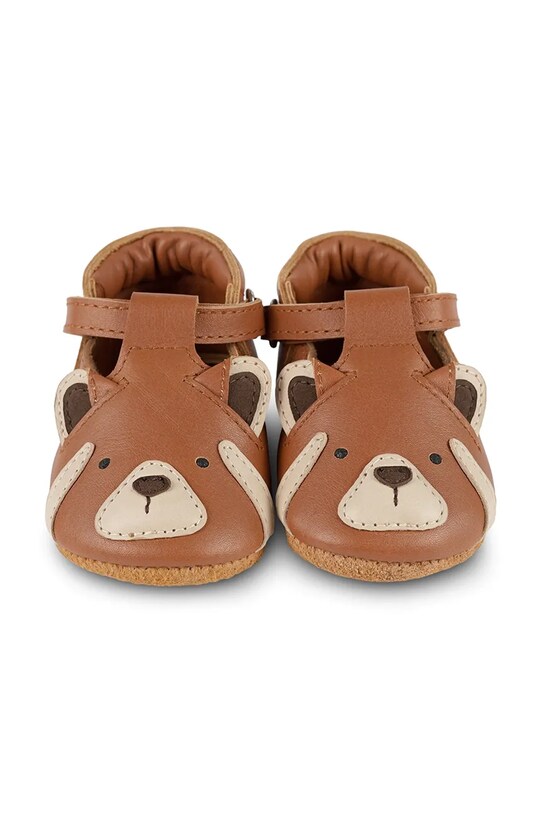Băieți Donsje incaltaminte din piele pentru bebelusi Spark Special Shoes Red Panda 1003013 maro