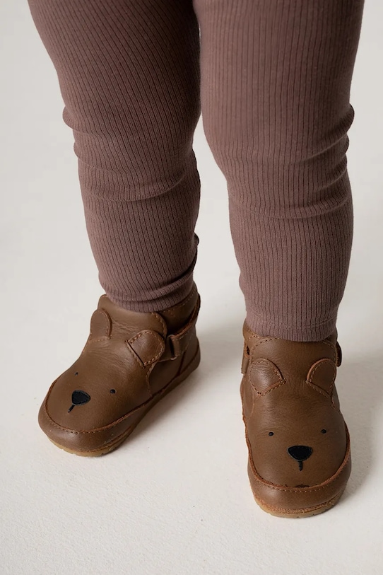 Donsje incaltaminte din piele pentru bebelusi Morris Sneakers Bear piele maro 1036301