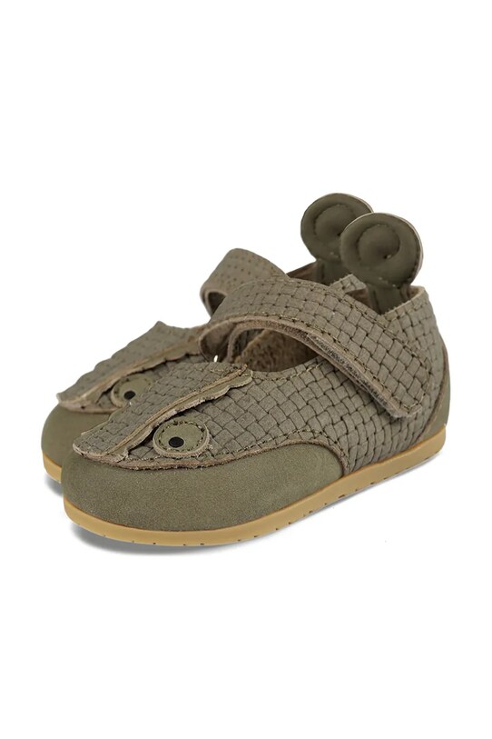 Детские кожаные балетки Donsje Langu Shoes Chameleon 1502001 зелёный SS25