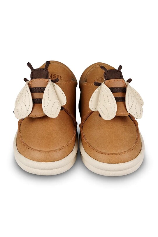 Детские кожаные полуботинки Donsje Nellu Sneakers Bee 1502601. коричневый SS25