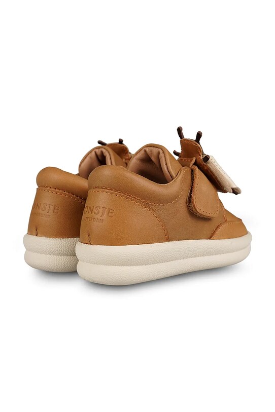 Детские кожаные полуботинки Donsje Nellu Sneakers Bee коричневый 1502601.