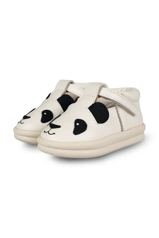 Băieți Donsje incaltaminte din piele pentru copii Zazo Classic Shoes Panda 1503506 alb