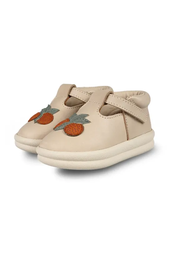 Chłopiec Donsje buty skórzane niemowlęce Louwi Shoes Arancia 1502201 beżowy
