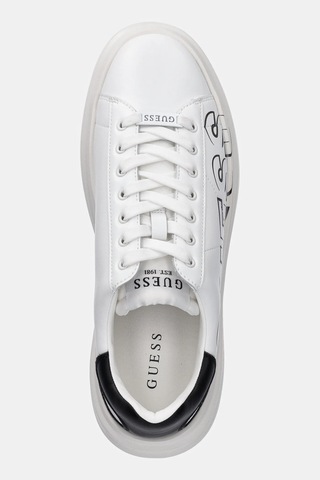 Guess Sneakers Uomo FMPELB SUE12 WHIBK, Colore Bianco/Nero, Taglia 45, Materiale Pelle