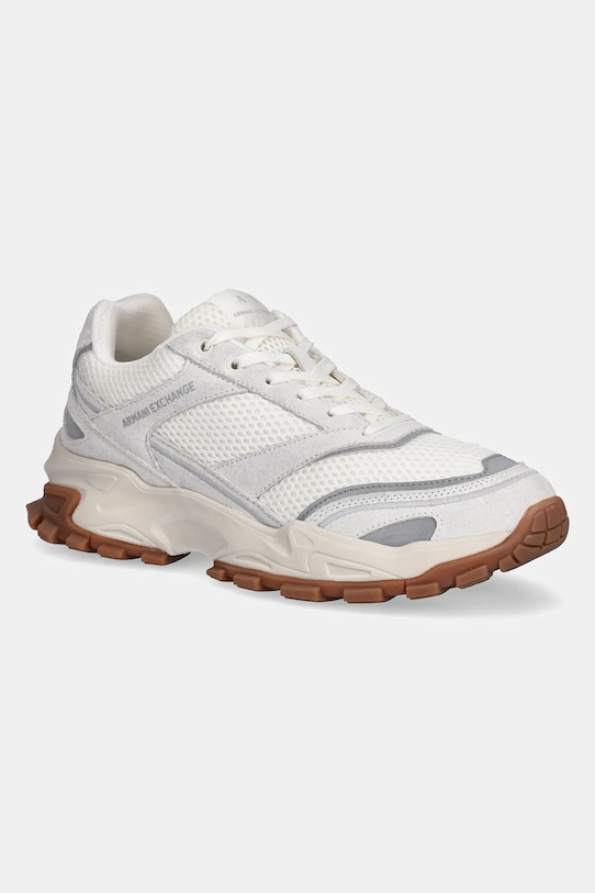 Armani Exchange sneakers piele întoarsă alb XUX246.XV916.00894