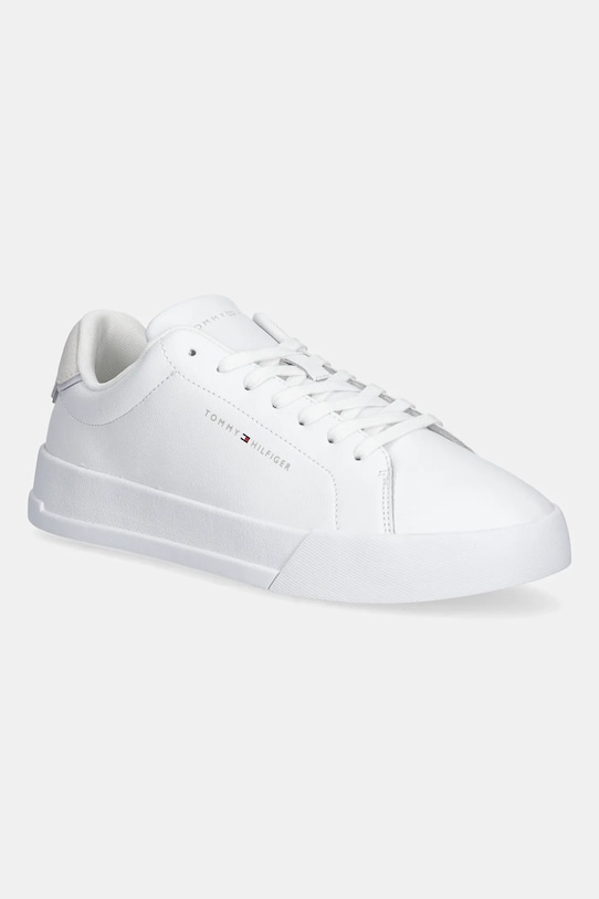 Tommy Hilfiger sneakersy skórzane TH COURT LTH DETAIL ESS niska biały FM0FM05367