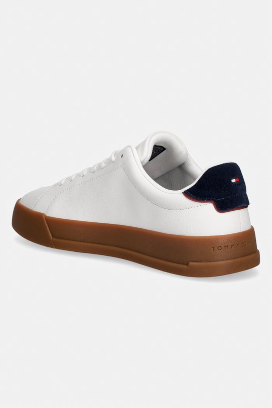 Обувки Tommy Hilfiger TH COURT LTH DETAIL ESS маратонки мъжки от кожа FM0FM05367 бял