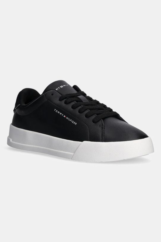 Tommy Hilfiger sneakers din piele TH COURT LTH DETAIL ESS mic de statură negru FM0FM05367