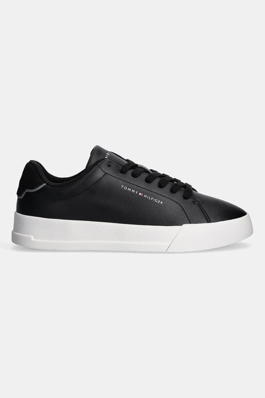 Kožené sneakers boty Tommy Hilfiger TH COURT LTH DETAIL ESS FM0FM05367 černá SS25
