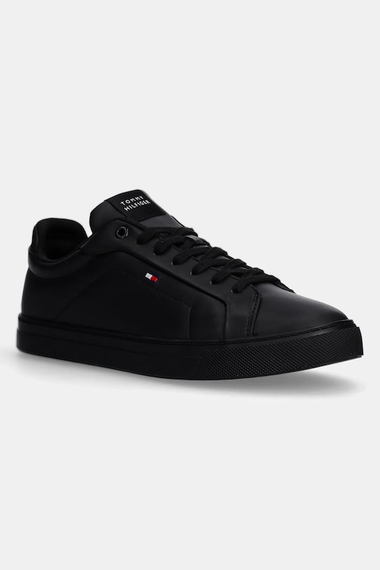 Tommy Hilfiger sneakersy skórzane ICON COURT LTH FLAG ESS niska czarny FM0FM05317