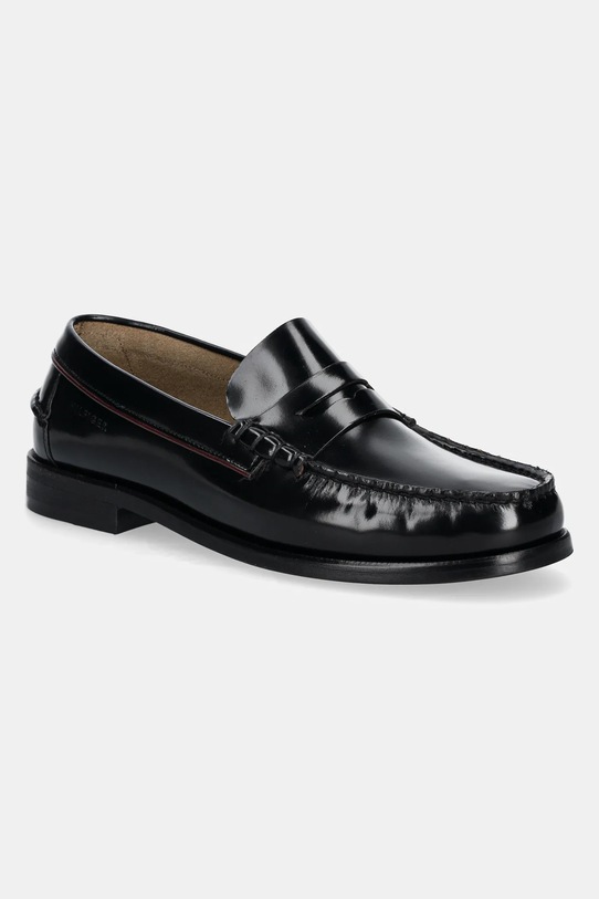 Δερμάτινα μοκασίνια Tommy Hilfiger CLASSIC HILFIGER LEATHER LOAFER λείο δέρμα μαύρο FM0FM05362