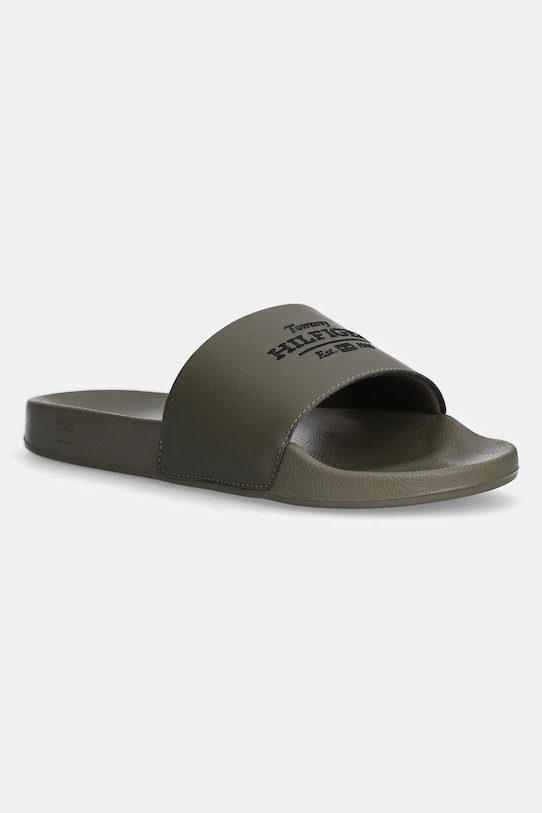 Šľapky Tommy Hilfiger EMBROID HILFIGER 85 POOL SLIDE zelená FM0FM05342