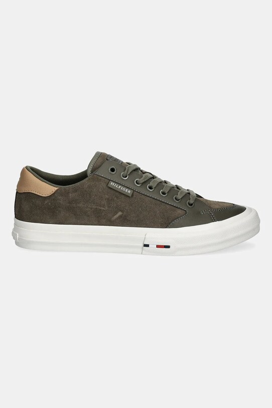 Semišové tenisky Tommy Hilfiger TH HI VULC STREET LOW SUEDE RWB FM0FM05458 zelená SS25