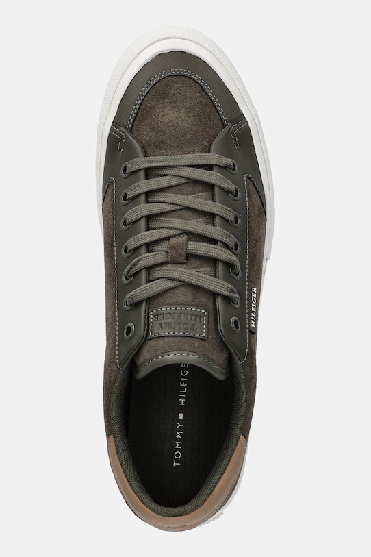 Tenisice od brušene kože Tommy Hilfiger TH HI VULC STREET LOW SUEDE RWB zelena FM0FM05458