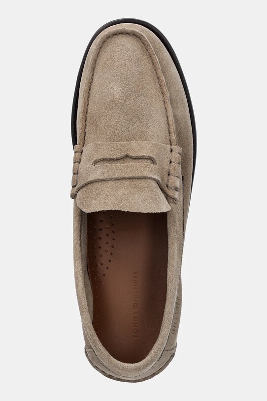 Tommy Hilfiger mocasini din piele intoarsa CLASSIC HILFIGER SUEDE LOAFER bej FM0FM05363