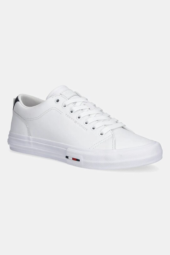 Tommy Hilfiger bőr sportcipő TH HI VULC STREET LOW RWB LTH alacsony fehér FM0FM05312