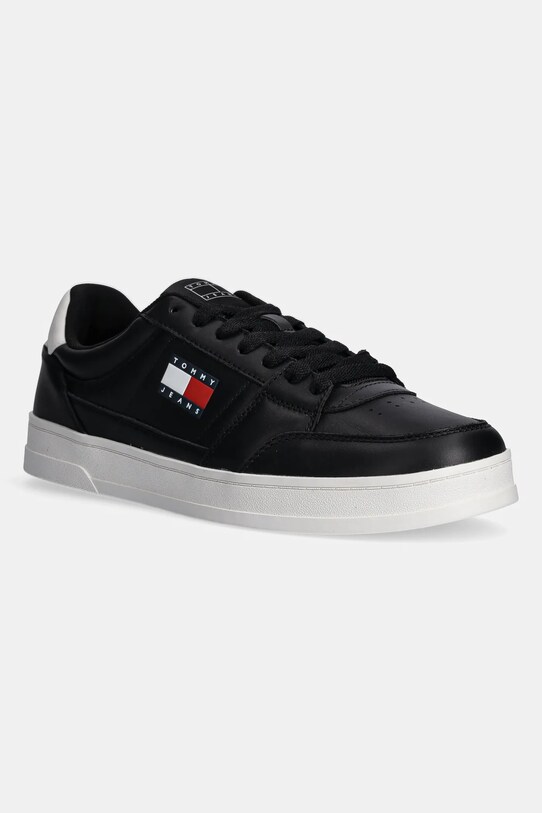 Tommy Jeans sneakers din piele TJM THE GREENWICH NEW ESS mic de statură negru EM0EM01574