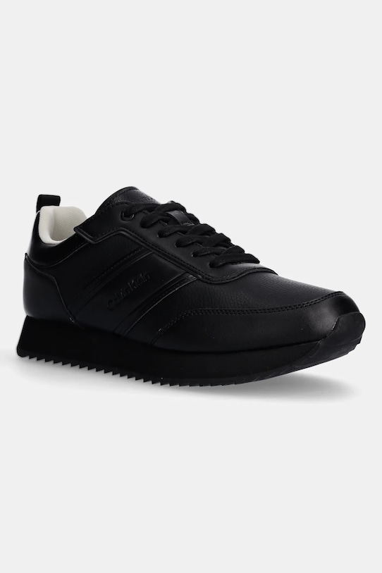 Tenisky Calvin Klein LOW TOP LACE UP LOGO LTH imitácia kože čierna HM0HM01654