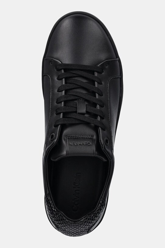 Kožené tenisky Calvin Klein LOW TOP LACE UP WOVEN čierna HM0HM01767