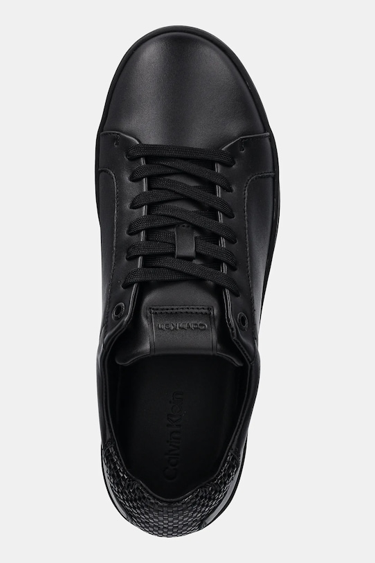Calvin Klein sneakersy skórzane LOW TOP LACE UP WOVEN czarny HM0HM01767