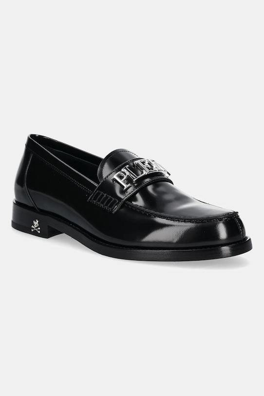 Philipp Plein mocasini de piele Plein Lettering piele negru USB0013.PLE010N.02