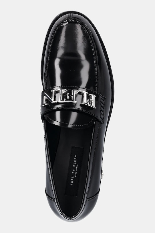 Philipp Plein mocasini de piele Plein Lettering negru USB0013.PLE010N.02