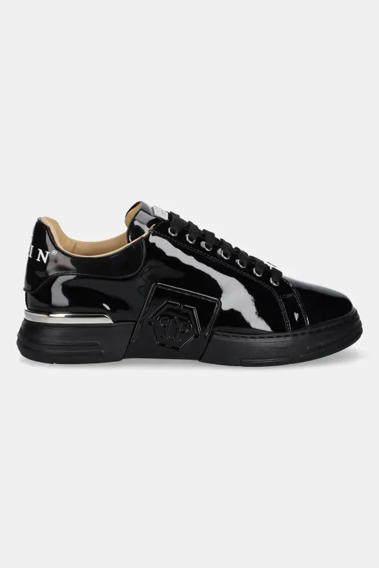 Philipp Plein sneakersy skórzane Lo-Top Hexagon USC0666.PLE010N.0202 czarny SS25