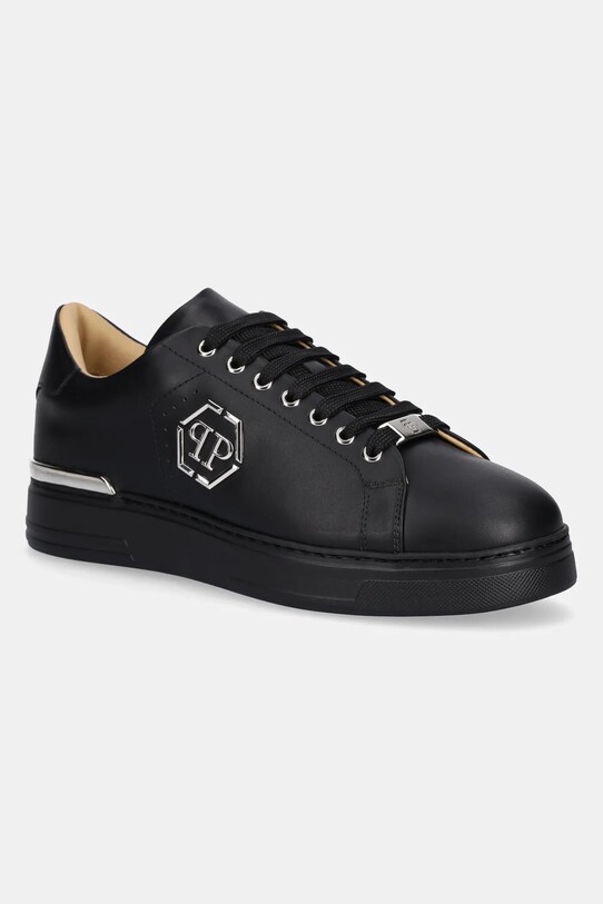 Кожаные кроссовки Philipp Plein Nappa Lo-Top Hexagon низкая чёрный USC0670.PLE010N.0202