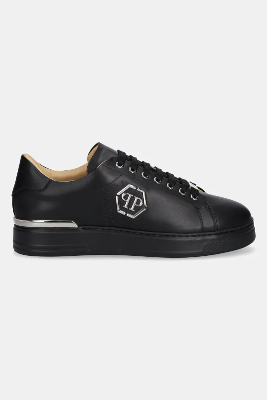 Philipp Plein sneakers din piele Nappa Lo-Top Hexagon USC0670.PLE010N.0202 negru SS25