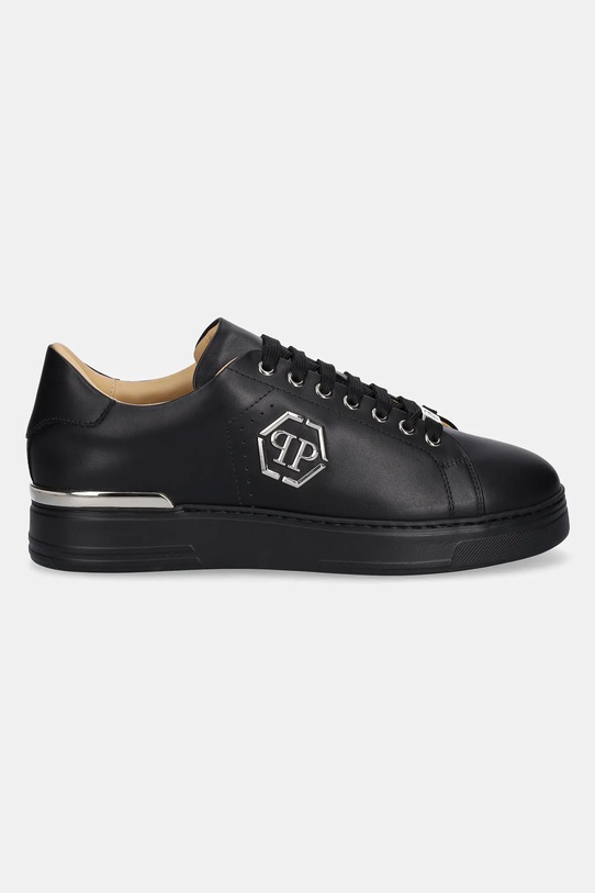 Kožené tenisky Philipp Plein Nappa Lo-Top Hexagon USC0670.PLE010N.0202 čierna SS25