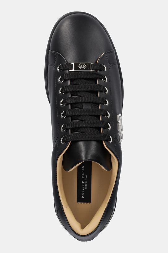 Kožené tenisky Philipp Plein Nappa Lo-Top Hexagon čierna USC0670.PLE010N.0202