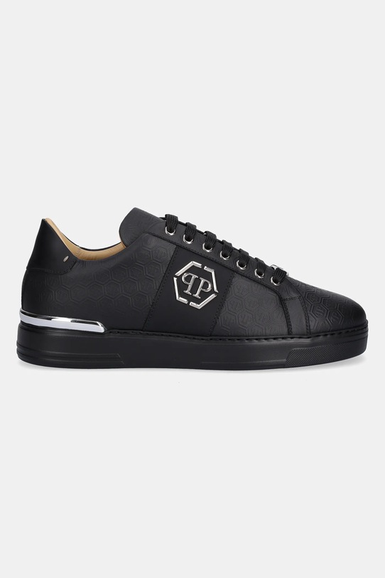 Philipp Plein sneakersy skórzane Lo-Top Monogram USC0768.PLE005N.0202 czarny SS25