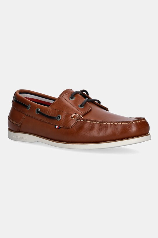 Кожаные мокасины Tommy Hilfiger TH BOAT SHOE CORE LTH кожа коричневый FM0FM05569
