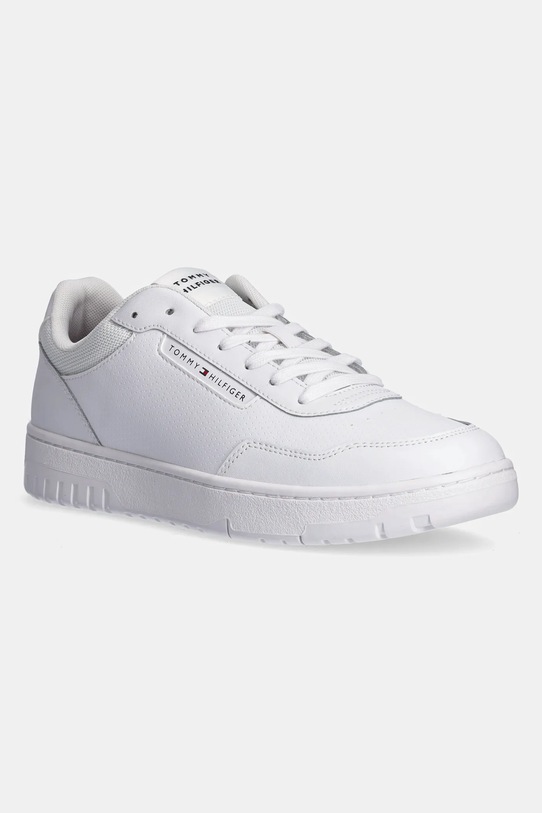 Sneakers boty Tommy Hilfiger TH BASKET CORE LTH PINPERF přírodní kůže bílá FM0FM05466