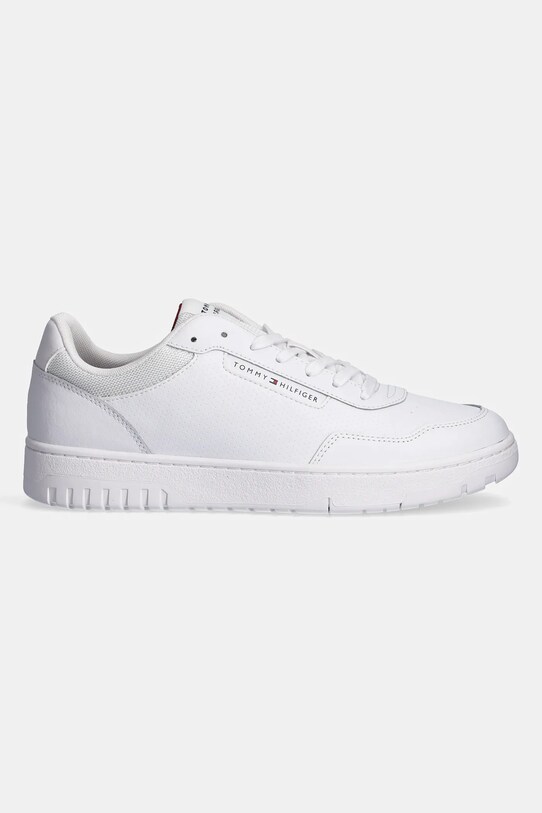 Tommy Hilfiger sneakers TH BASKET CORE LTH PINPERF FM0FM05466 alb SS25
