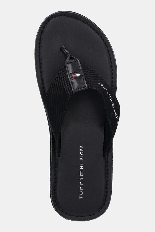 Tommy Hilfiger slapi HILFIGER LEATHER BEACH SANDAL negru FM0FM05442
