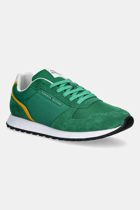 Sneakers boty Tommy Hilfiger NEW EVA RUNNER SUMMER NYLON POP semišová kůže zelená FM0FM05427