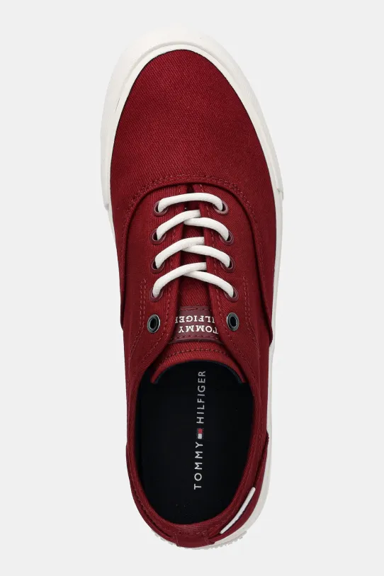 Ниски кецове Tommy Hilfiger TH HI VULC LOW OXFORD TWILL бордо FM0FM05400