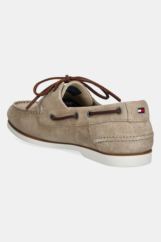 Boty Semišové mokasíny Tommy Hilfiger TH BOAT SHOE CORE SUEDE FM0FM05387 béžová
