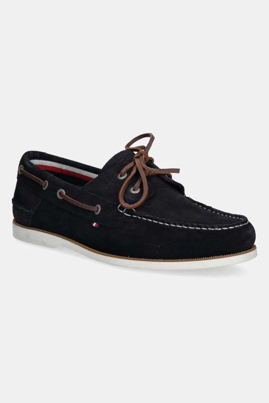 Tommy Hilfiger mokasyny zamszowe TH BOAT SHOE CORE SUEDE skóra zamszowa granatowy FM0FM05387