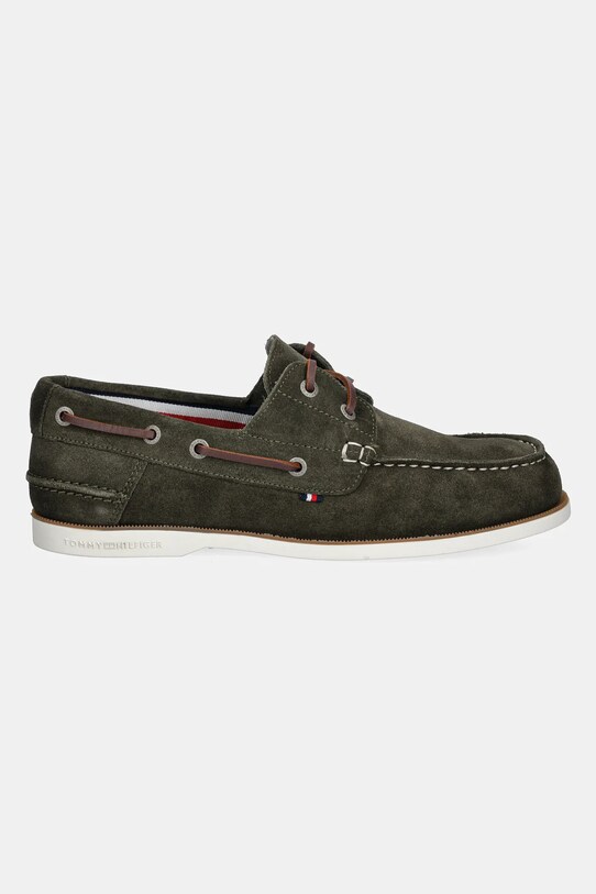Замшевые мокасины Tommy Hilfiger TH BOAT SHOE CORE SUEDE FM0FM05387 зелёный SS25