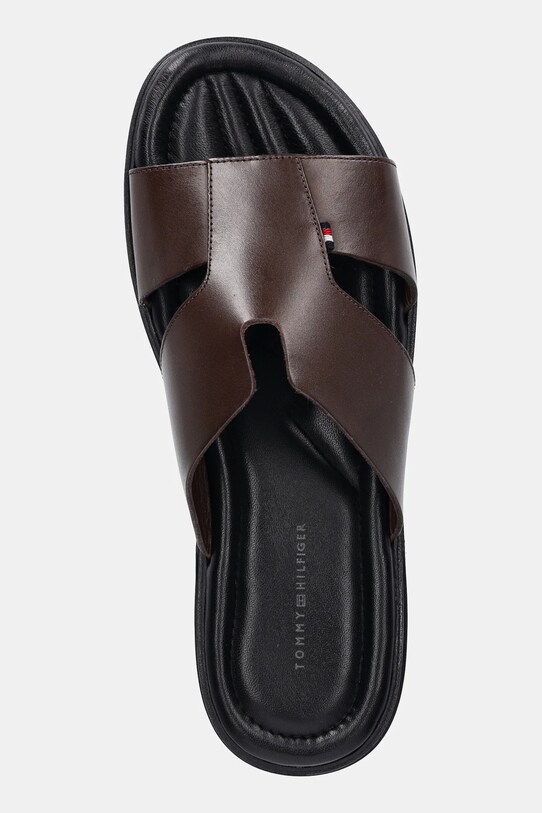 Kožené šľapky Tommy Hilfiger PREMIUM HILFIGER SLIPON LH SAND hnedá FM0FM05357