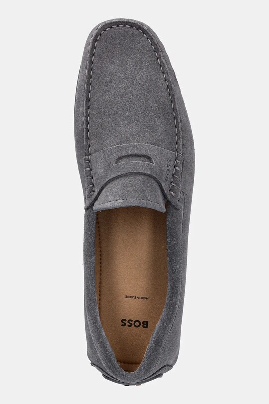 BOSS mocasini din piele intoarsa Noel gri 50541750.035