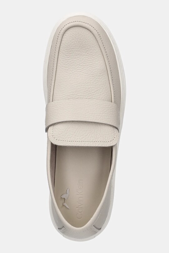 Calvin Klein mokasyny skórzane MOCCASIN LTH UNLINED beżowy HM0HM01813