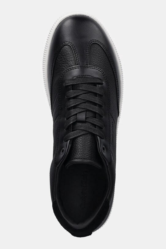Kožené tenisky Calvin Klein LOW TOP LACE UP TMBL LTH čierna HM0HM01803