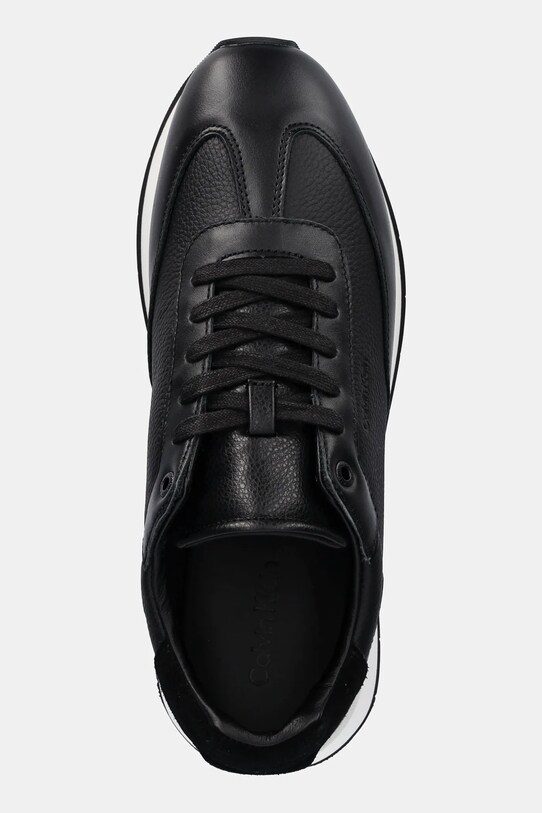 Δερμάτινα αθλητικά παπούτσια Calvin Klein LOW TOP LACE UP TMBL LTH μαύρο HM0HM01804