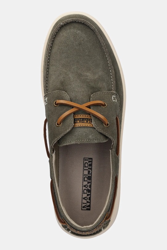 Napapijri mocasini din piele intoarsa BARK verde NP0A4IQE.GF2