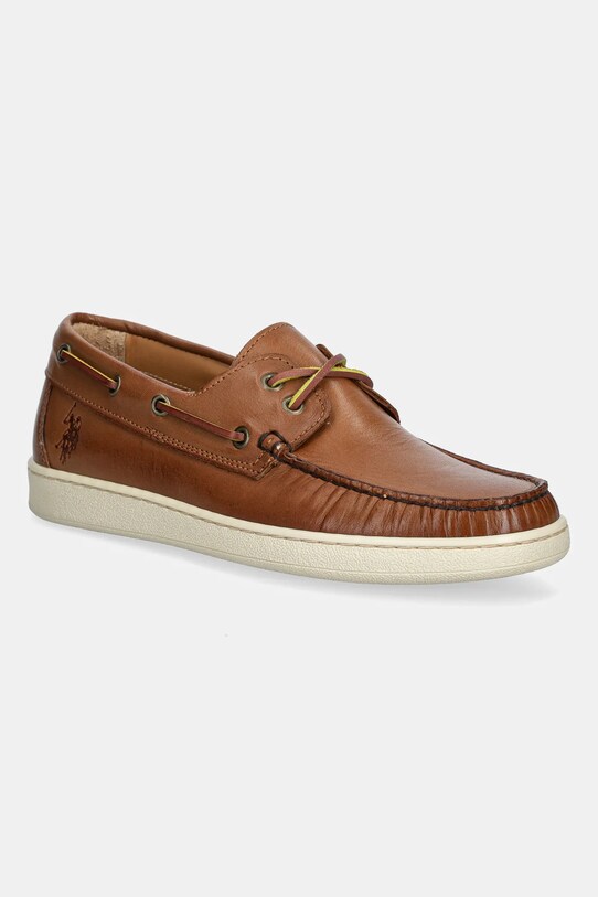 Шкіряні мокасини U.S. Polo Assn. MIGUEL001M/5L1 лицьова шкіра коричневий MIGUEL001M.5L1