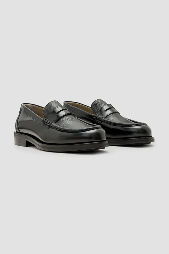 AllSaints mokasyny skórzane Bloom Loafer M021FC czarny SS25
