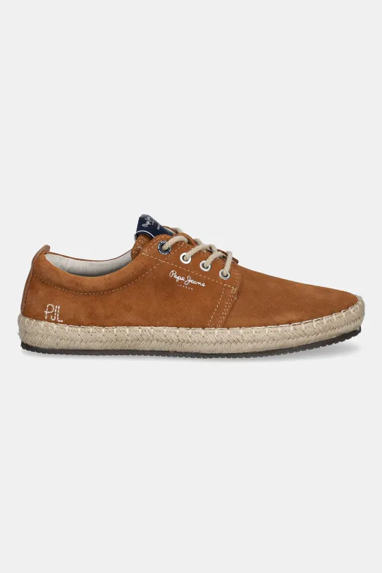 Semišové espadrilky Pepe Jeans TOURIST WEST PMS10336 hnedá SS25